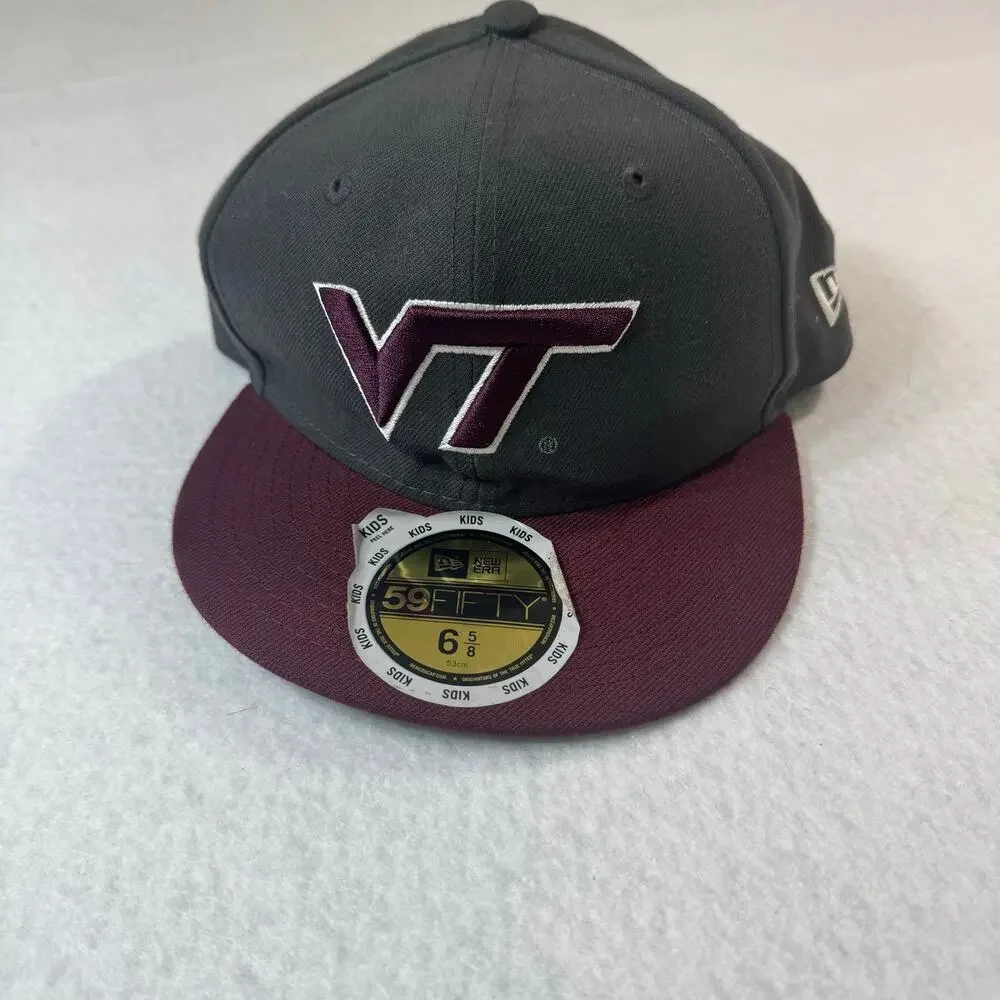 Kids New Era Maroon Virginia Tech VT Hokies 59Fifty Fitted Hat Cap Wool Poly Bln